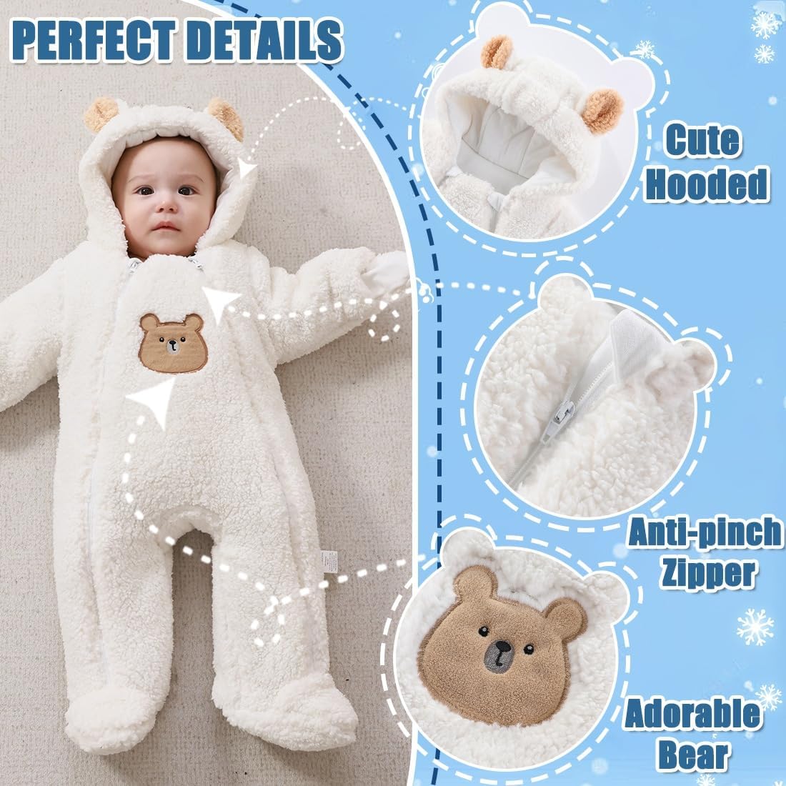 Baby Thick Winter Hooded Romper Jumpsuit F1704