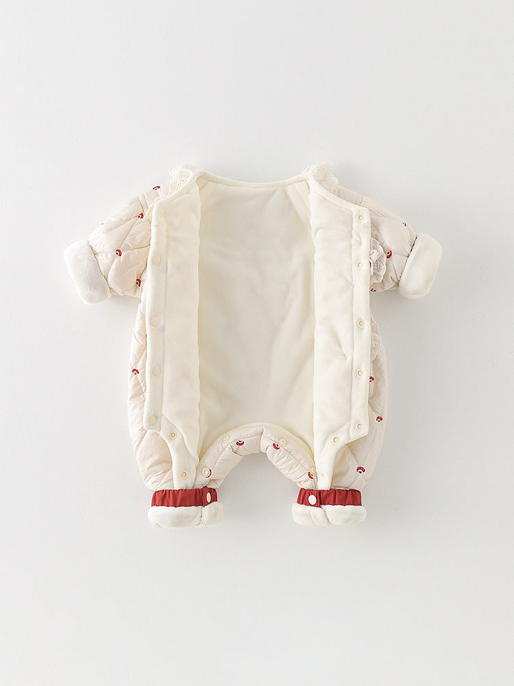 Baby Winter Quilted Long-Sleeve Romper Jumpsuit 2058 Apricot