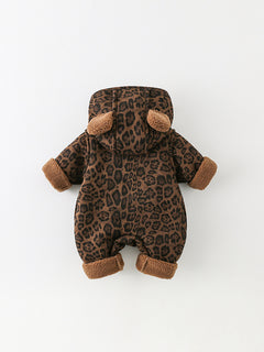 Baby Thick Winter Hooded Romper Jumpsuit 1445 Dark Brown