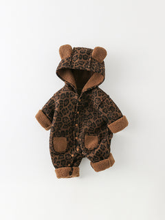 Baby Thick Winter Hooded Romper Jumpsuit 1445 Dark Brown