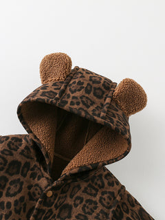 Baby Thick Winter Hooded Romper Jumpsuit 1445 Dark Brown