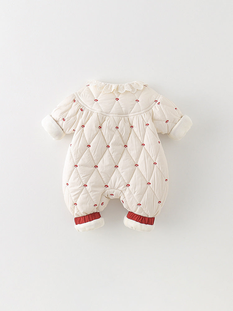 Baby Winter Quilted Long-Sleeve Romper Jumpsuit 2058 Apricot