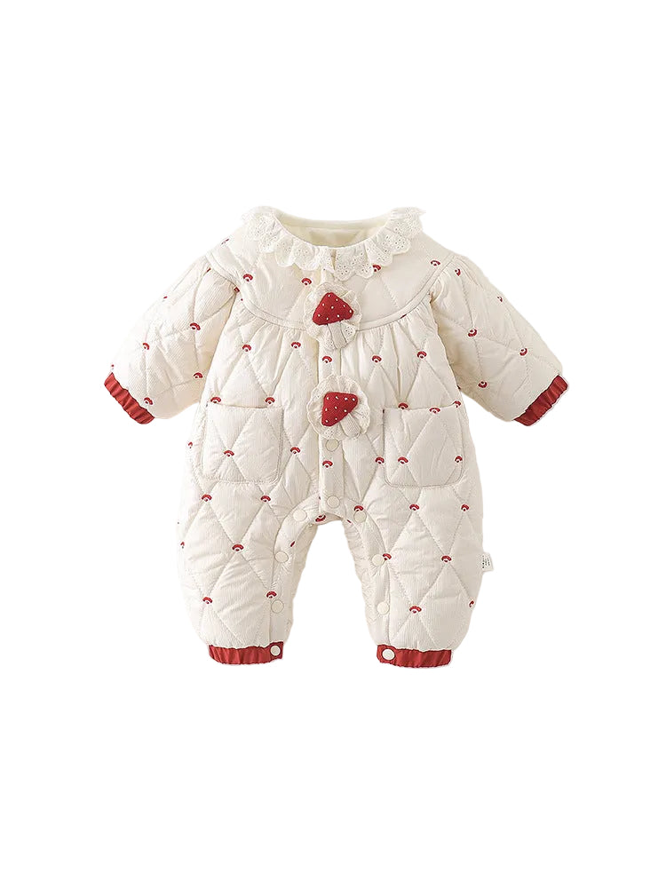 Baby Winter Quilted Long-Sleeve Romper Jumpsuit 2058 Apricot