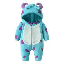 Baby Kids Thick Winter Hooded Fleece Romper Jumpsuit