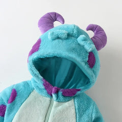 Baby Kids Thick Winter Hooded Fleece Romper Jumpsuit