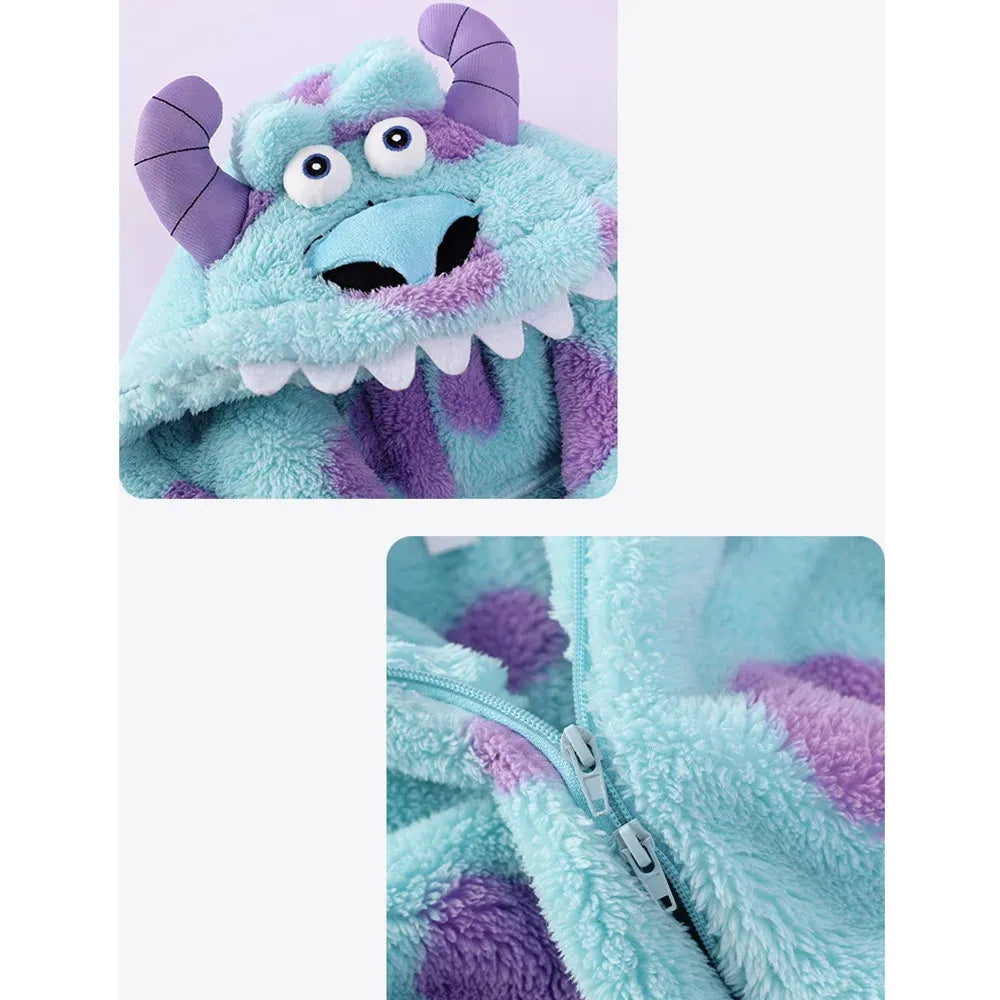 Unisex Family Monster Warm Fleece Cosplay Jumpsuit